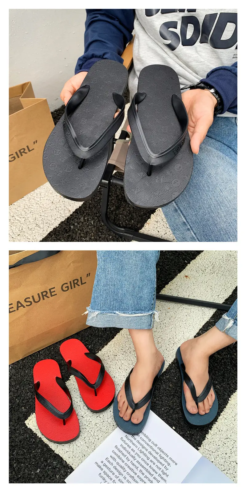Men's Black Beach Flip Flops Summer Slippers — feature 5