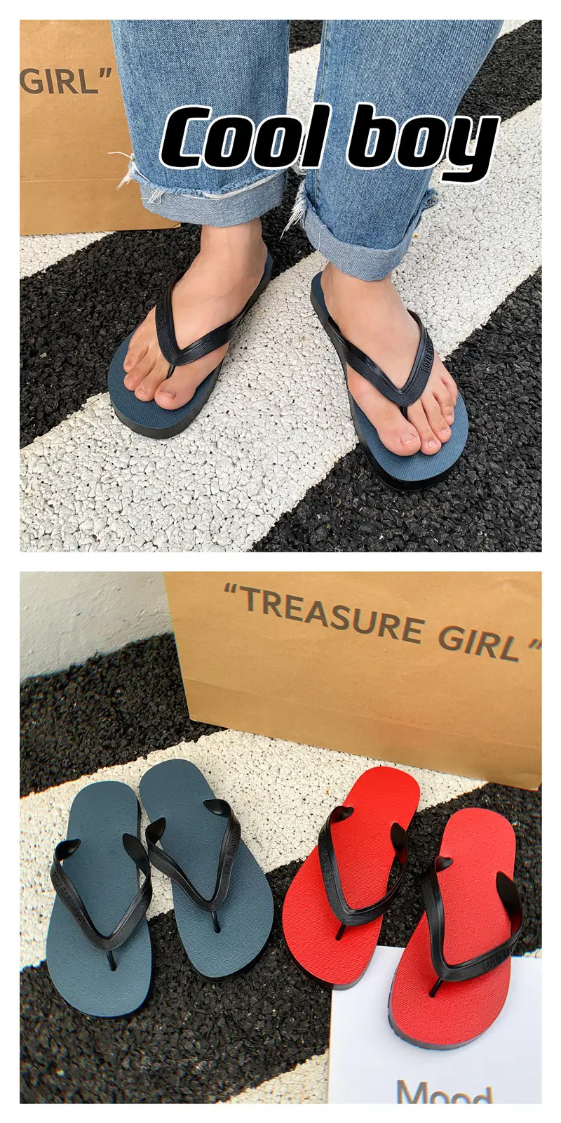 Men's Black Beach Flip Flops Summer Slippers — feature 9