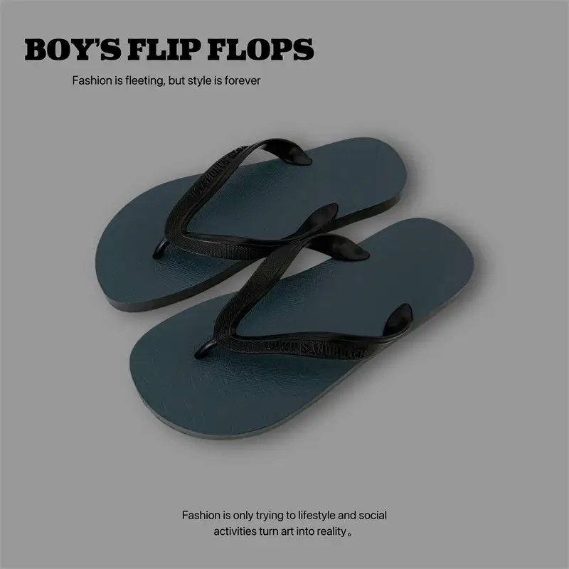 Men's Black Beach Flip Flops Summer Slippers