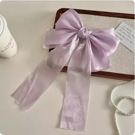 Cream Sweet Mesh Hairpin Bow for Girls 2023 Spring - Image 4