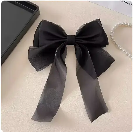 Cream Sweet Mesh Hairpin Bow for Girls 2023 Spring - Image 5