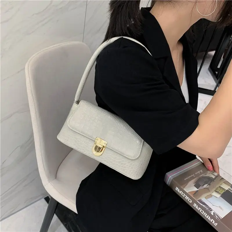 Women's Purple Croc Leather Shoulder Bag 2023 - Image 7