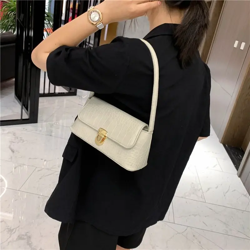 Women's Purple Croc Leather Shoulder Bag 2023 - Image 8