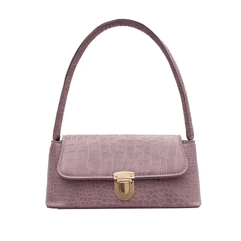 Women's Purple Croc Leather Shoulder Bag 2023 - Image 9