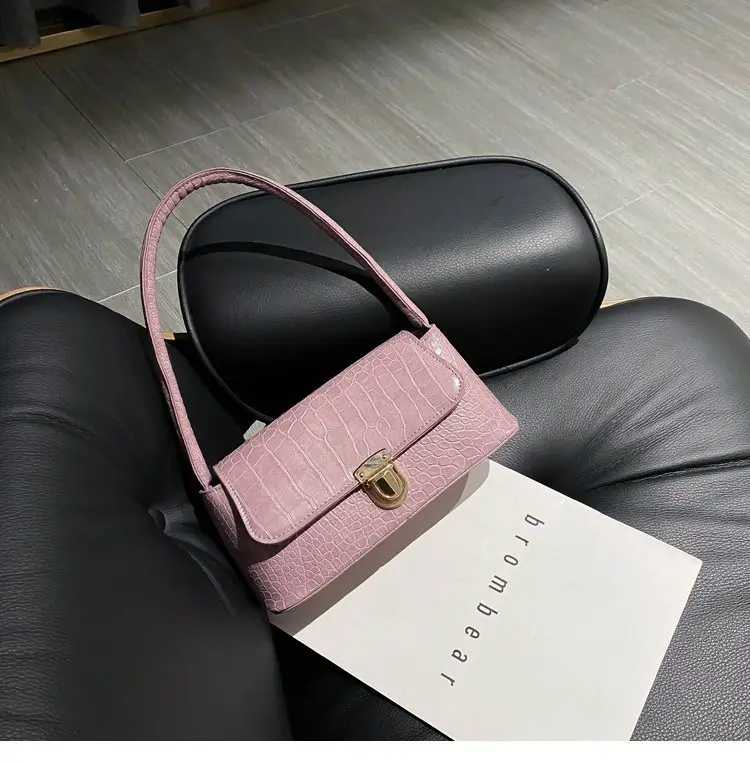 Women's Purple Croc Leather Shoulder Bag 2023 — feature 18