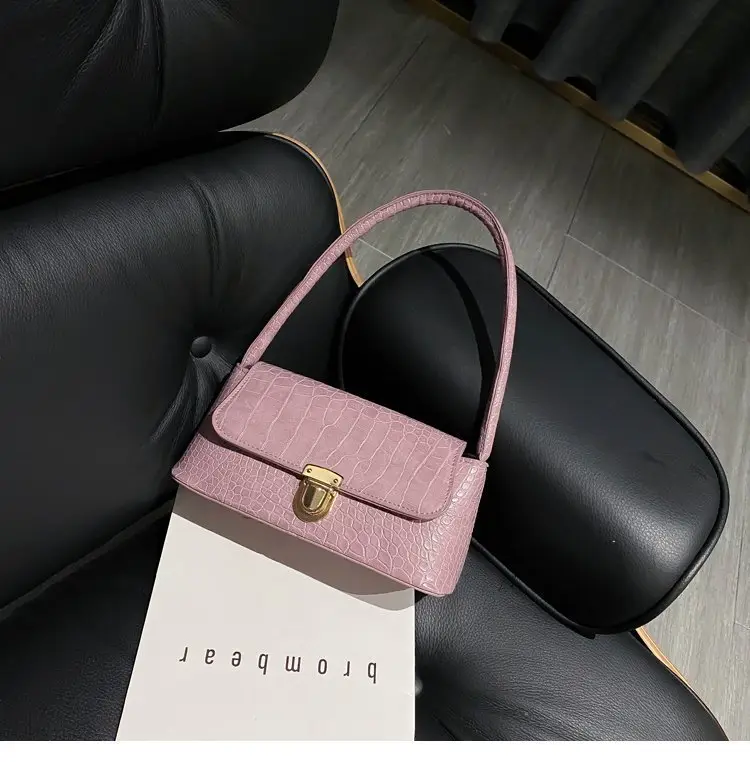 Women's Purple Croc Leather Shoulder Bag 2023 — feature 19