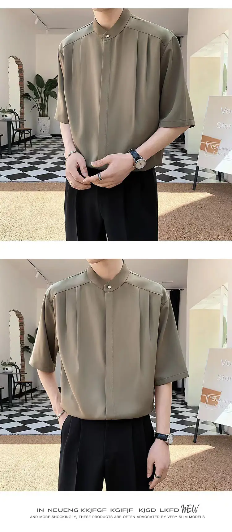 Men's White Ice Silk Short Sleeve Collar Shirt — feature 7