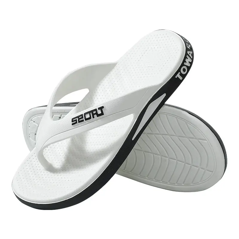 Men's White Rubber Flip Flops Summer Casual Sandals
