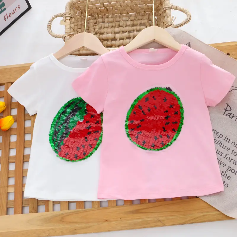 Girls Sequined T-Shirt Watermelon Pink Color Changing
