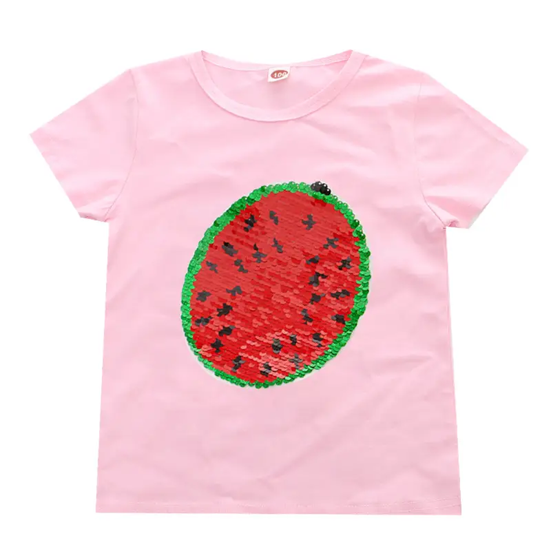 Girls Sequined T-Shirt Watermelon Pink Color Changing