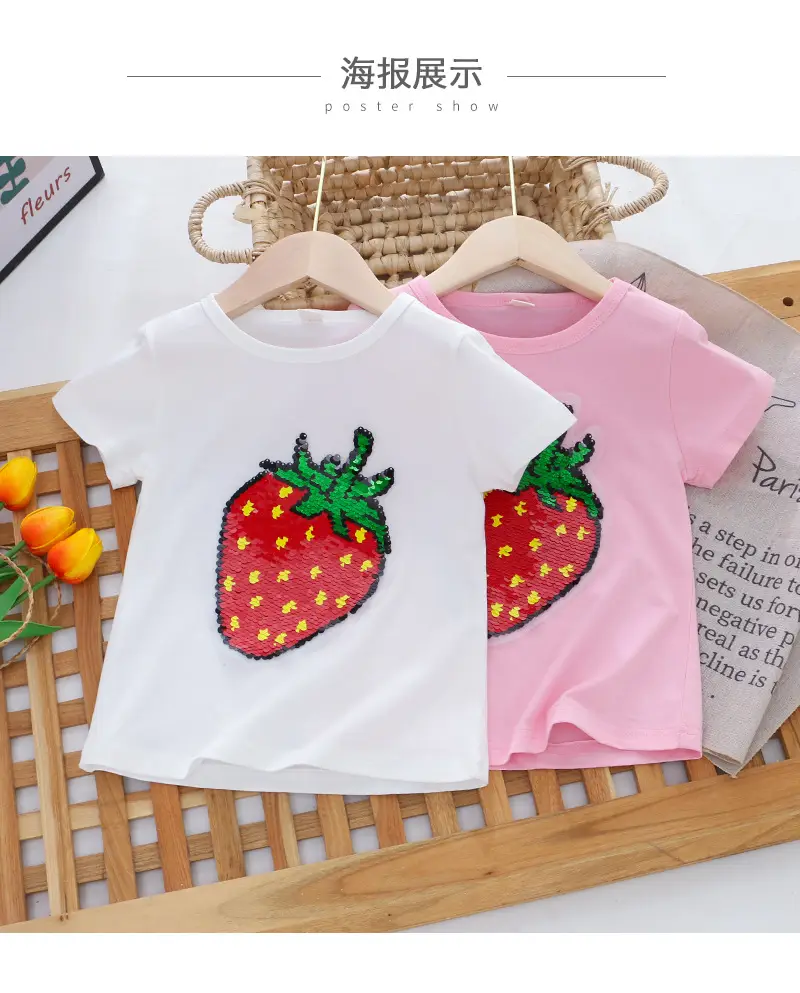 Girls Sequined T-Shirt Watermelon Pink Color Changing — feature 1