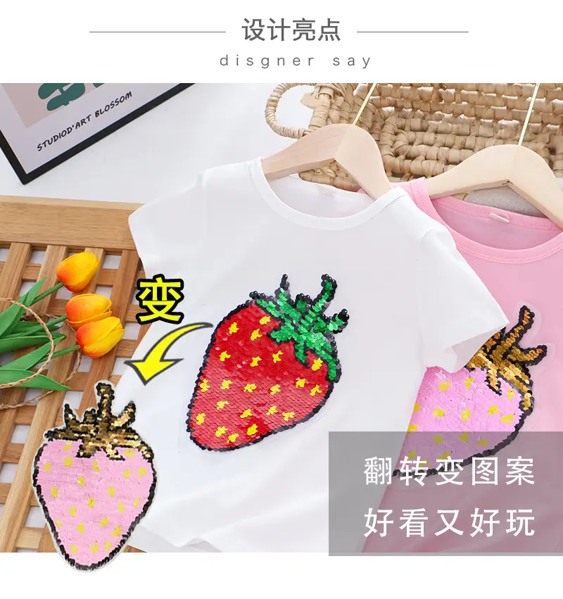 Girls Sequined T-Shirt Watermelon Pink Color Changing — feature 2