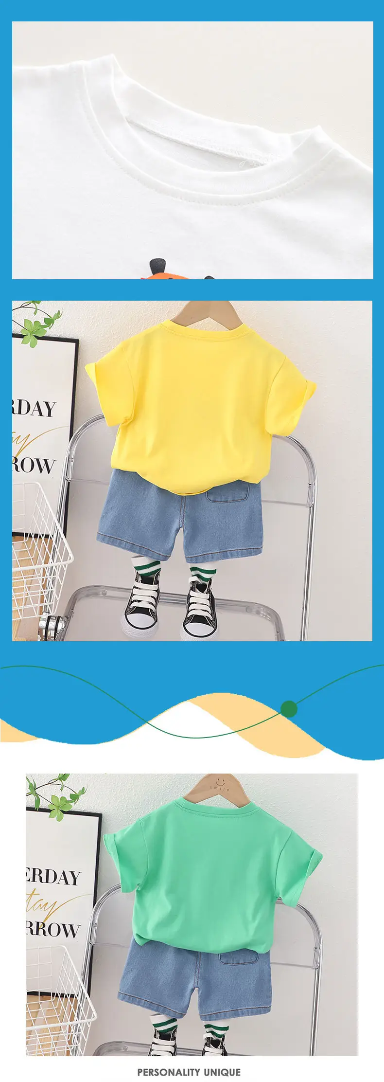 Tiger Printed Short Sleeve T-Shirt & Shorts Set for Boys Girls 2023 — feature 6