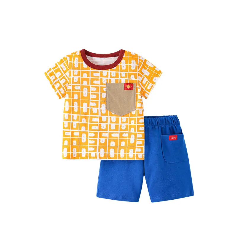 Malwee Boys Summer T-Shirt Shorts Set Yellow Blue