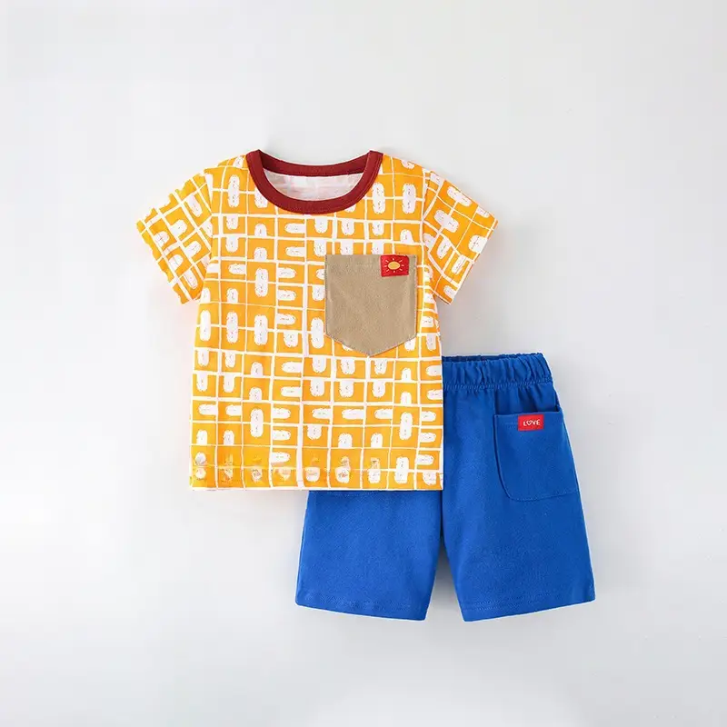 Malwee Boys Summer T-Shirt Shorts Set Yellow Blue