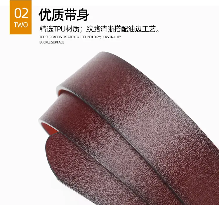 Men's Leather Belt with Orange Inner & Metal Buckle β feature 6