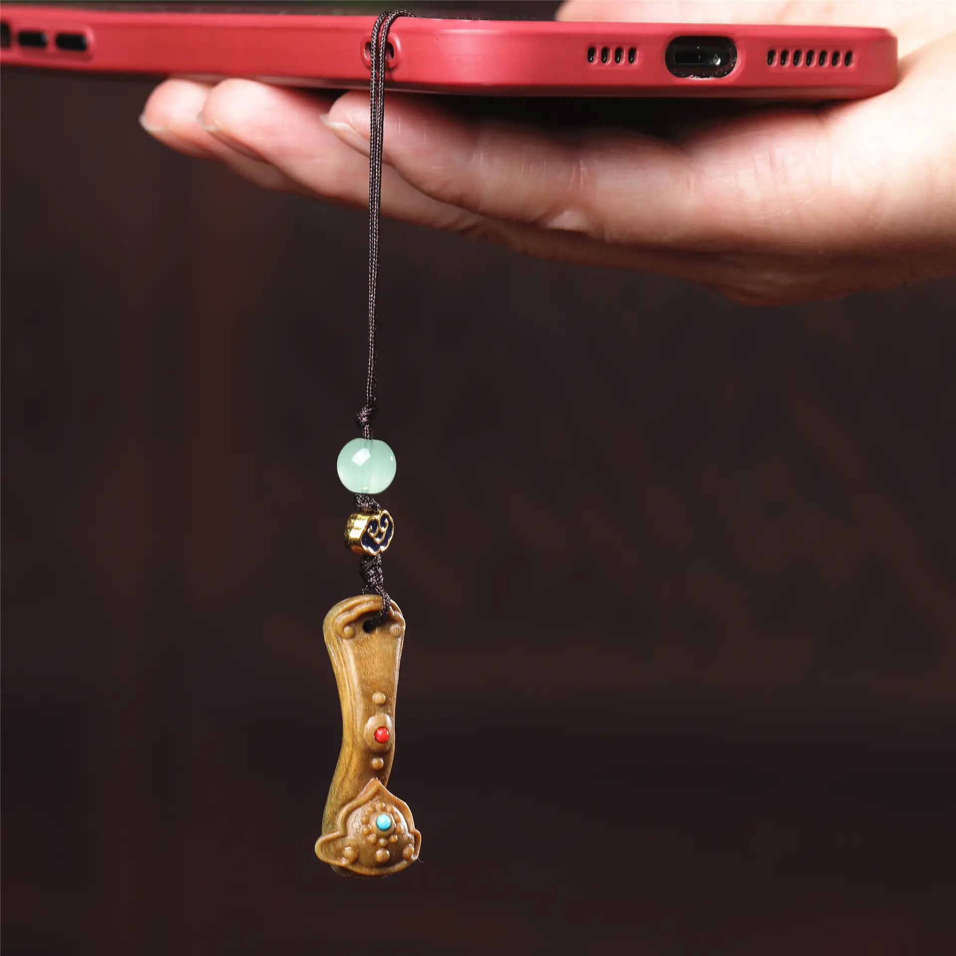 Retro Mahogany Ruyi Mobile Phone Pendant Jewelry Gift - Image 6
