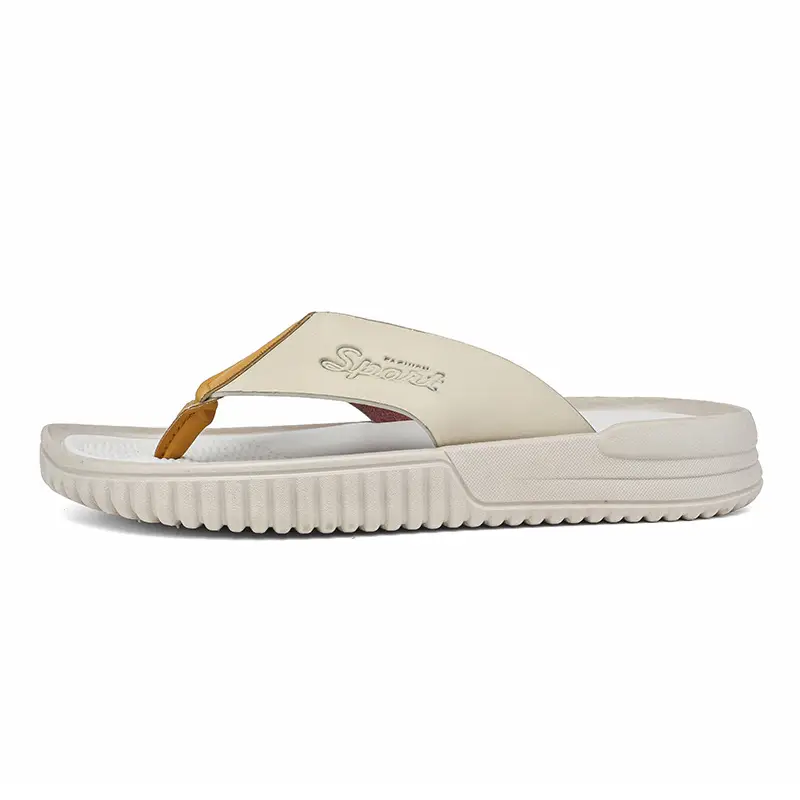 Men's Korean Leather Beach Flip Flops Large White