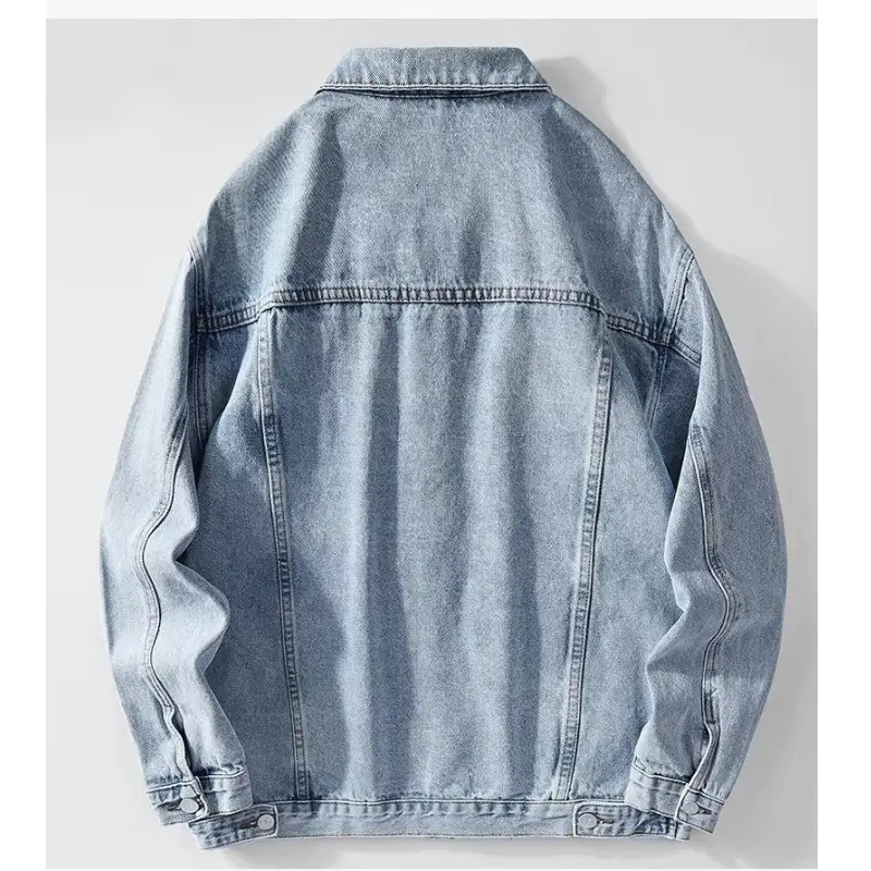 Men Korean Style Dark Denim Jacket Casual Work Top