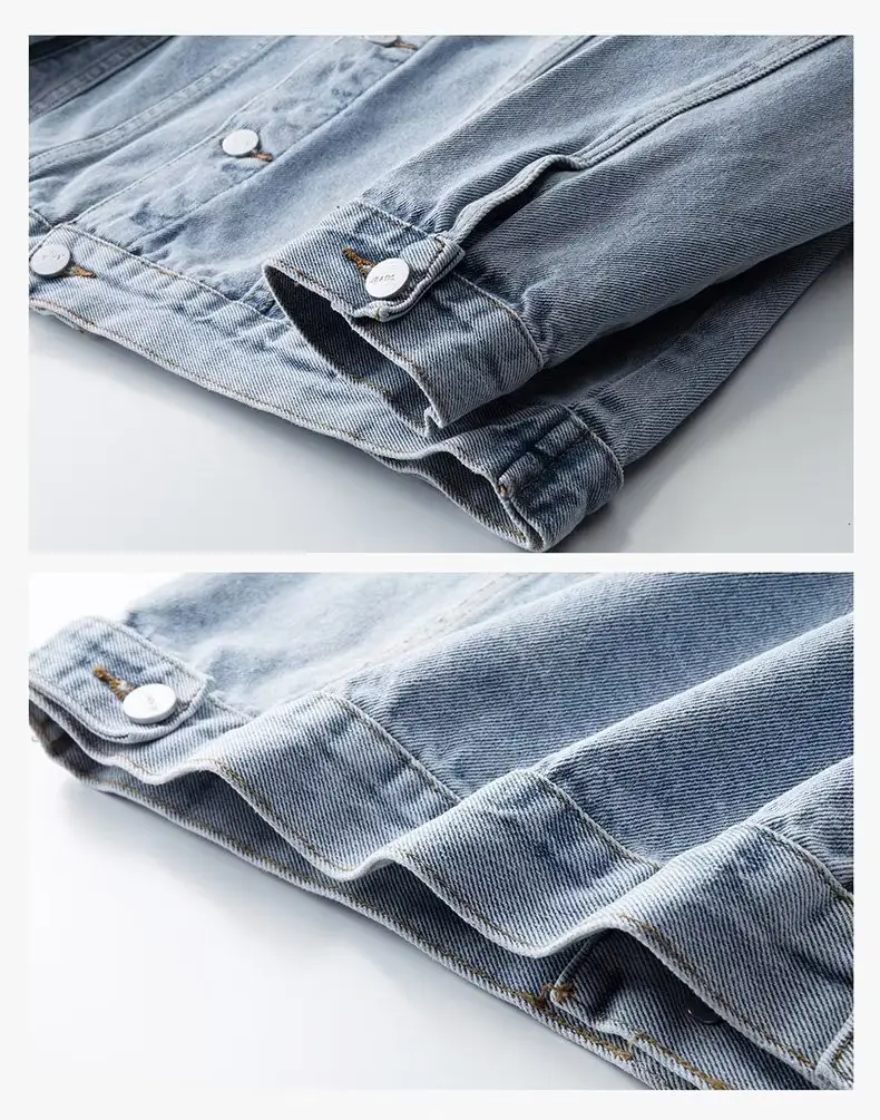 Men Korean Style Dark Denim Jacket Casual Work Top — feature 14