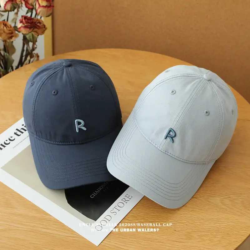 New R Baseball Cap Light Blue Wide Brim Summer Hat — feature 13