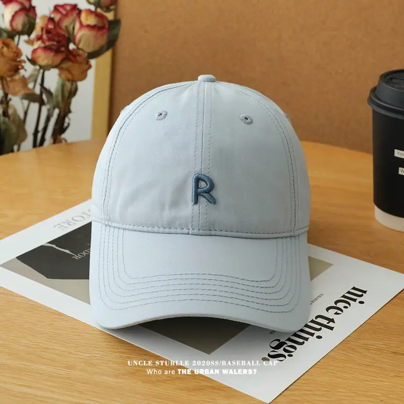New R Baseball Cap Light Blue Wide Brim Summer Hat — feature 9