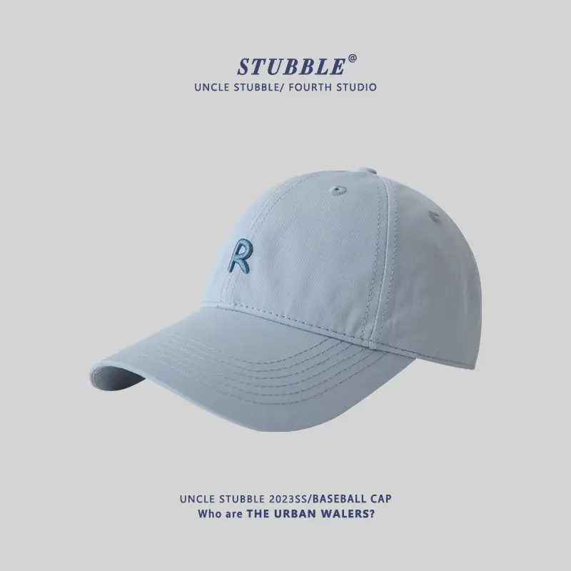 New R Baseball Cap Light Blue Wide Brim Summer Hat