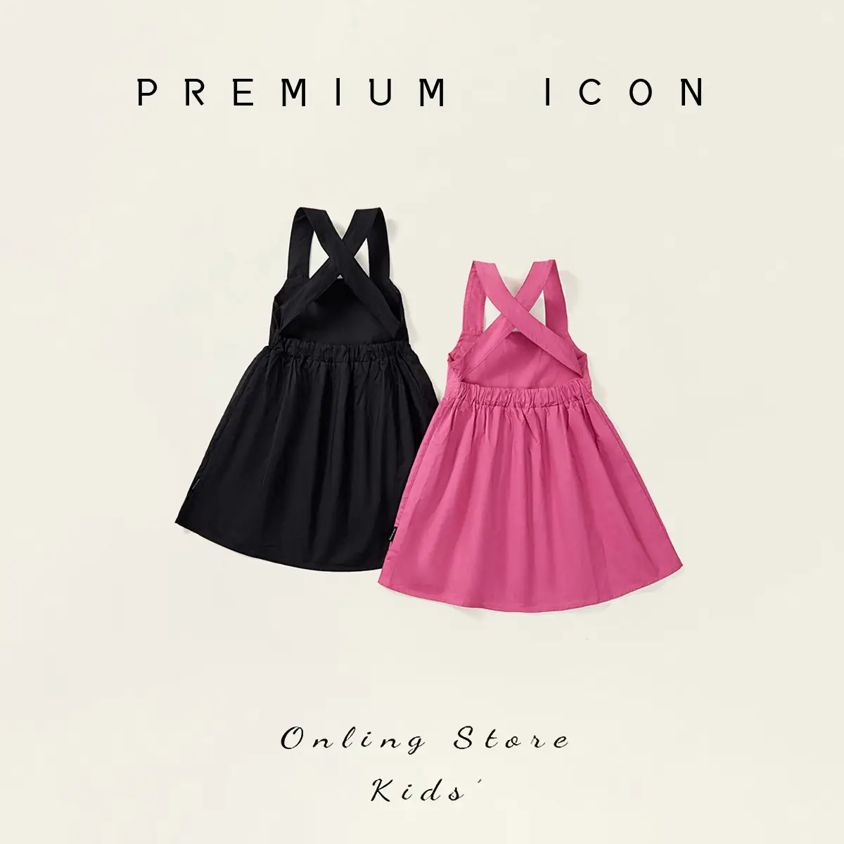 Kids Suspender Dress Black Pink Pure Cotton Summer - Image 5