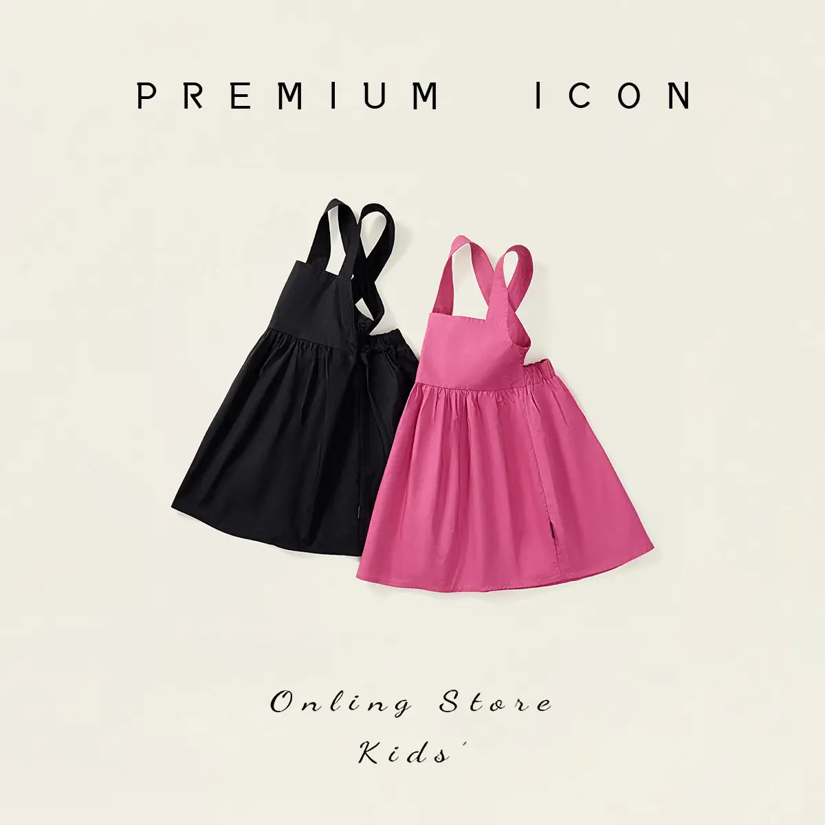 Kids Suspender Dress Black Pink Pure Cotton Summer — feature 2