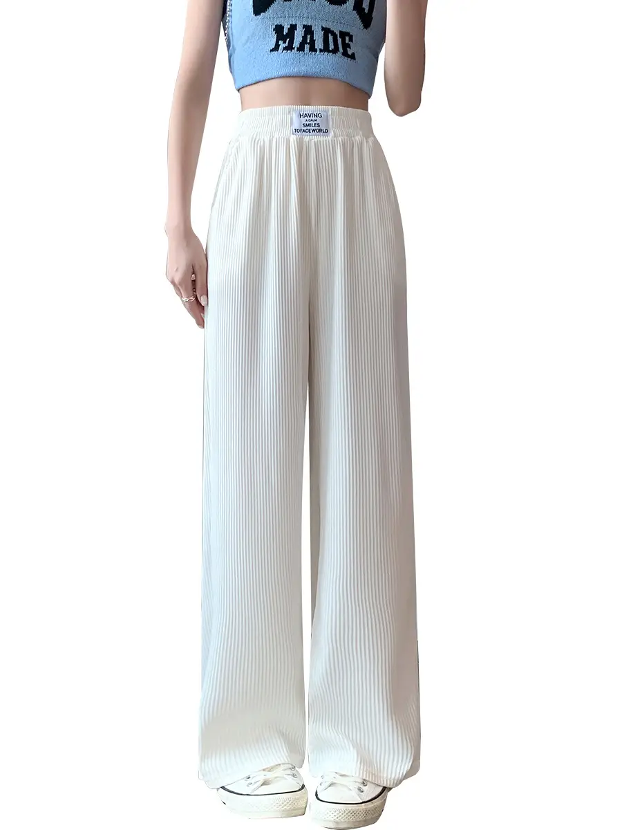 Ice Silk Wide Leg Pants Women Spring Summer