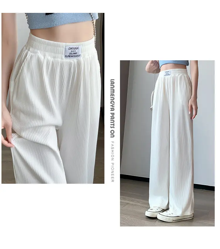 Ice Silk Wide Leg Pants Women Spring Summer — feature 22
