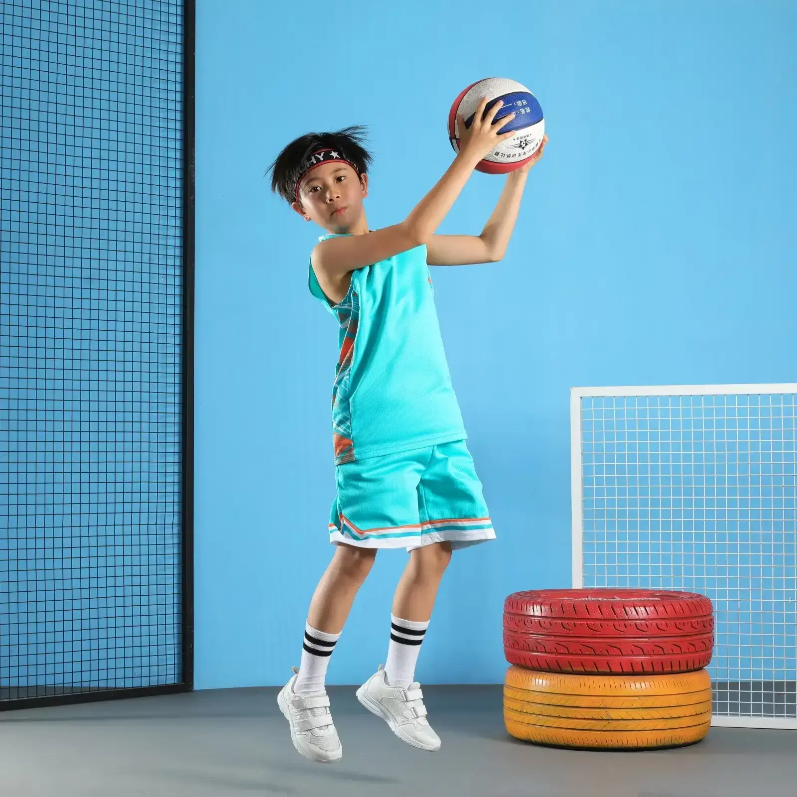 Men's Quick-Drying Sports Vest & Shorts Set Turquoise - Image 46