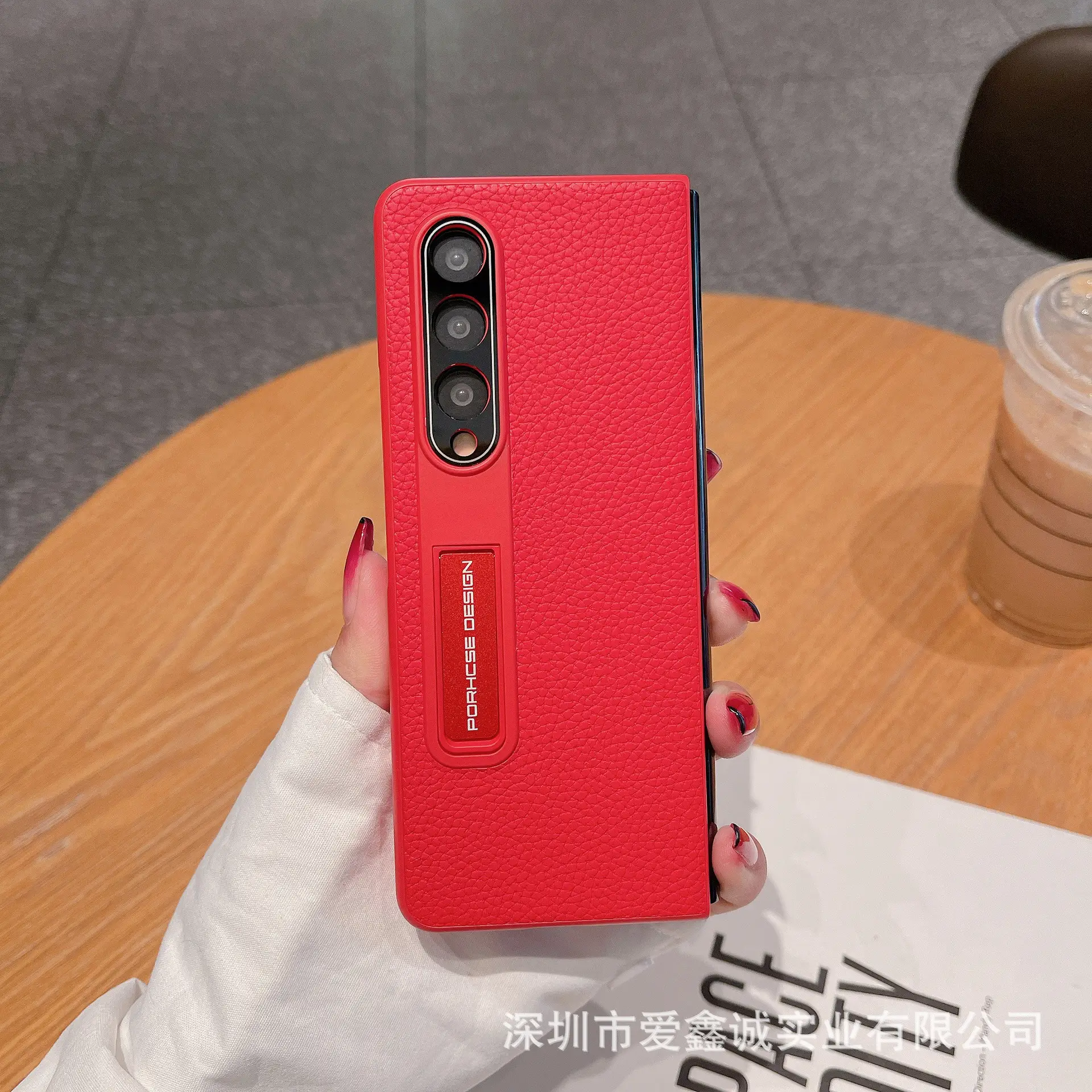 Huawei MateX6 Phone Case Red Leather Folding Screen — feature 12
