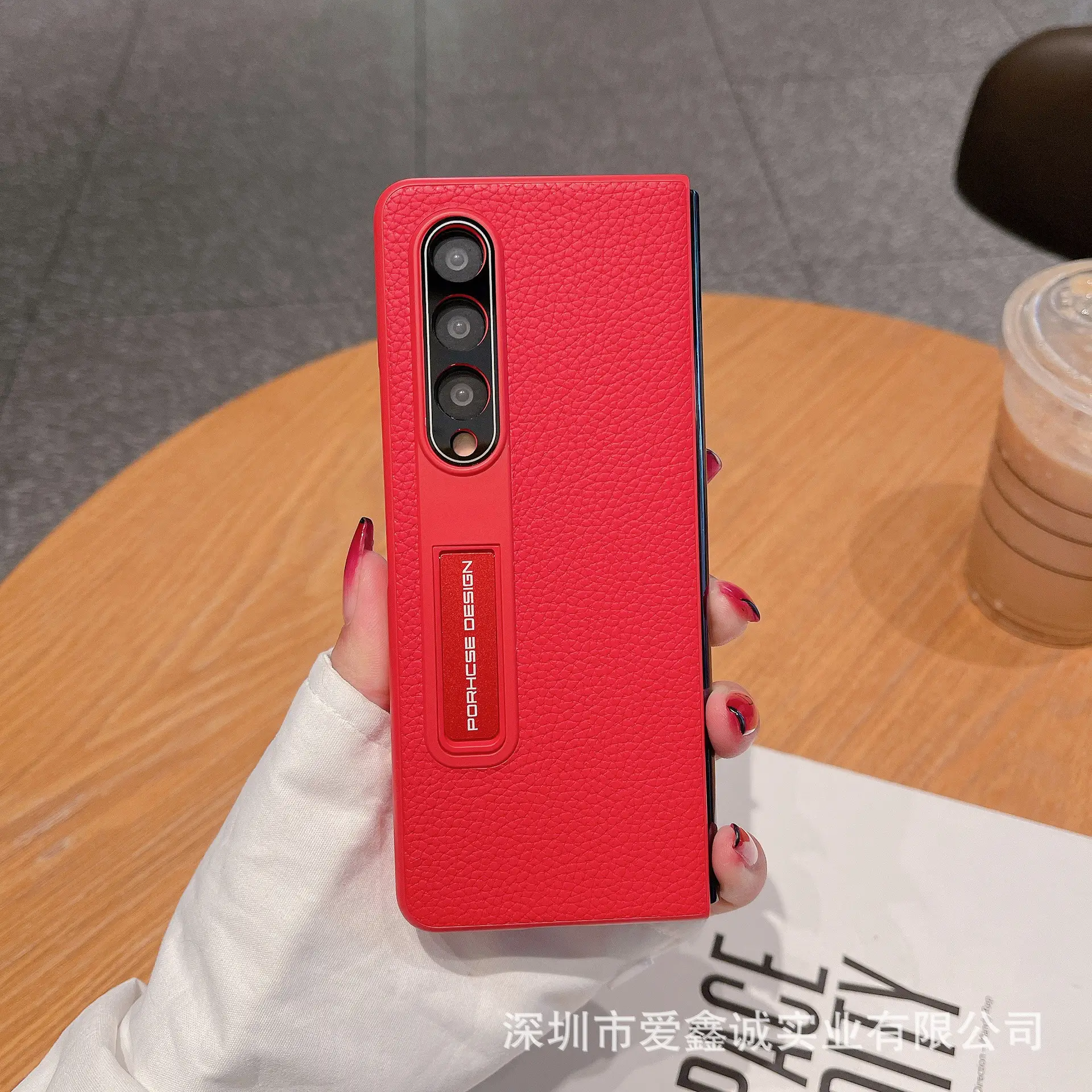 Huawei MateX6 Phone Case Red Leather Folding Screen - Image 5