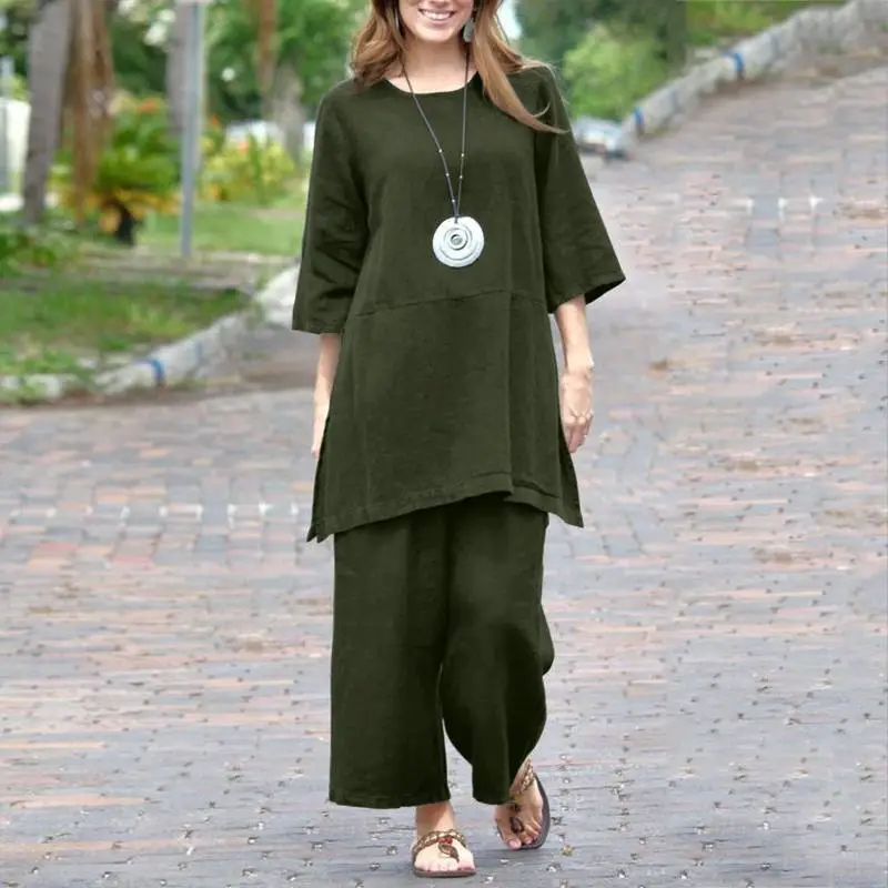 2023 Women's Black Loose Cotton Tunic & Pants Set - Image 5