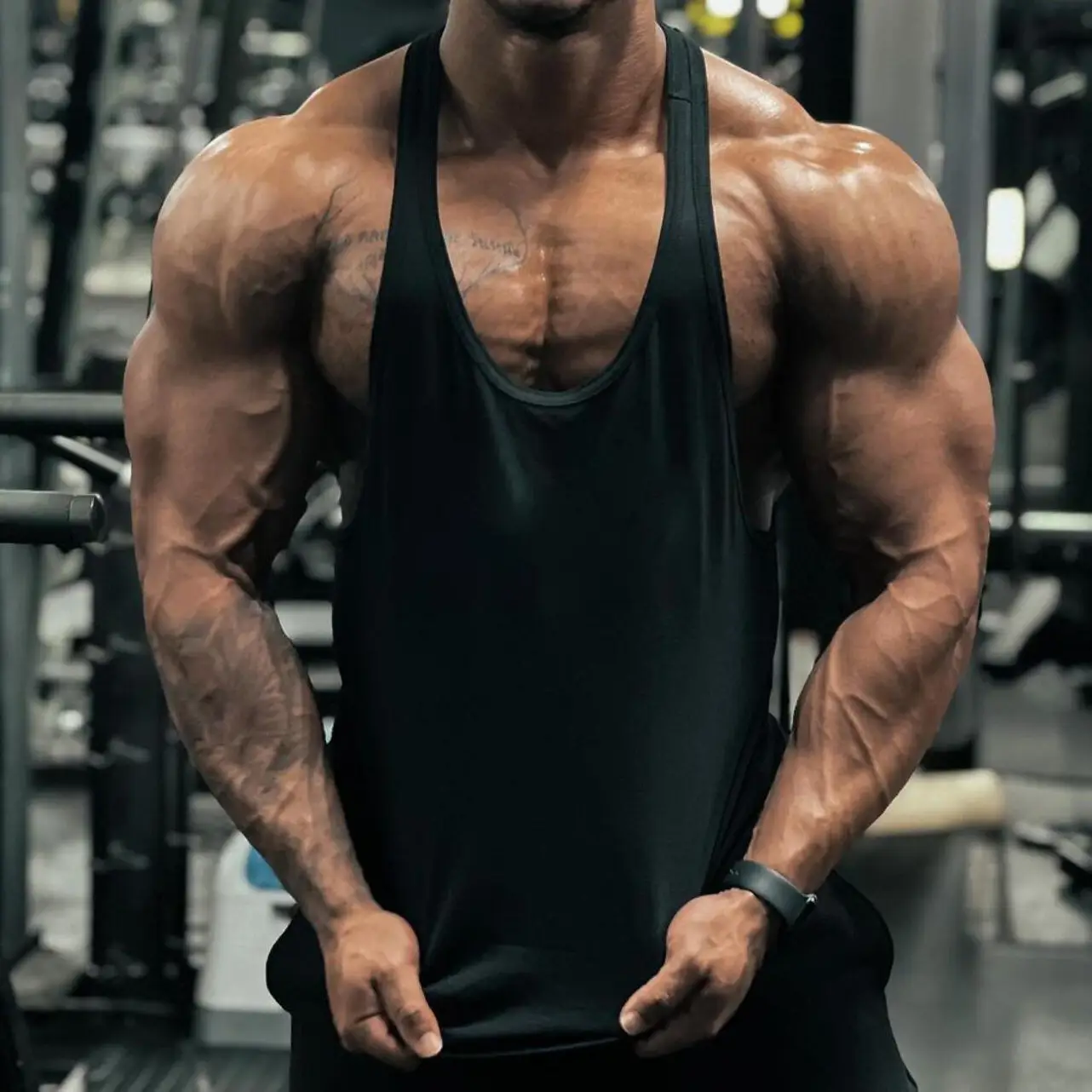 Men Cotton Vest Summer Fitness Running Thin Strap Solid Color - Image 3