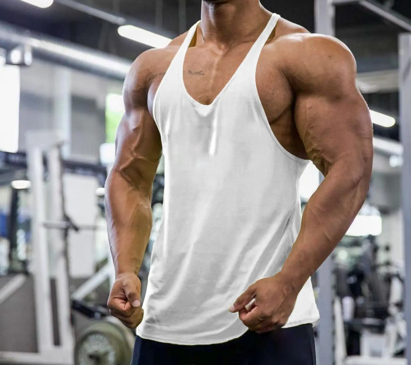 Men Cotton Vest Summer Fitness Running Thin Strap Solid Color — feature 11