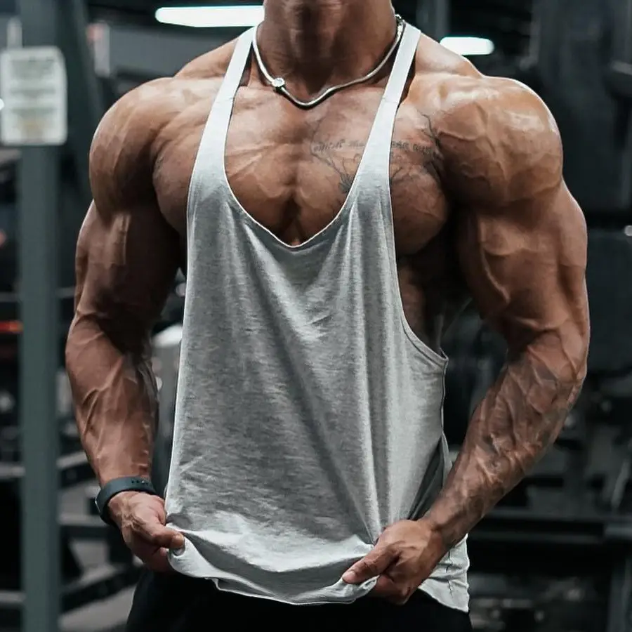 Men Cotton Vest Summer Fitness Running Thin Strap Solid Color - Image 2