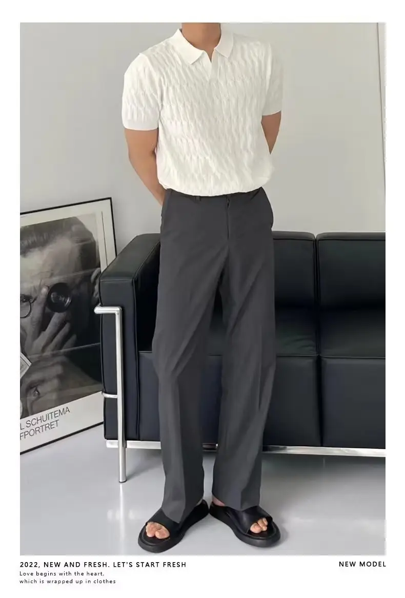 Men's White Knitted Polo Shirt Slim Fit — feature 14