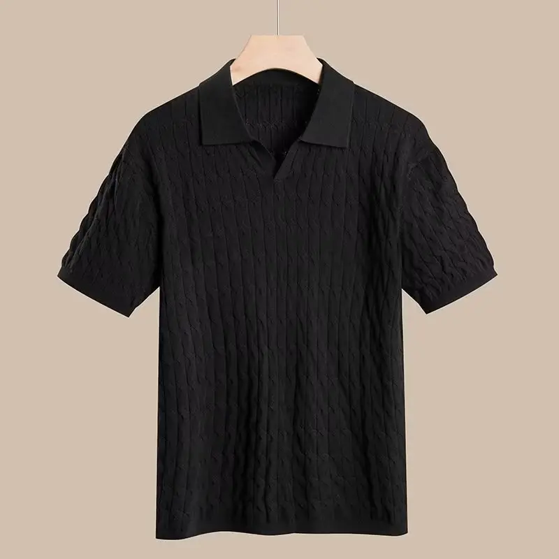 Men's White Knitted Polo Shirt Slim Fit - Image 6