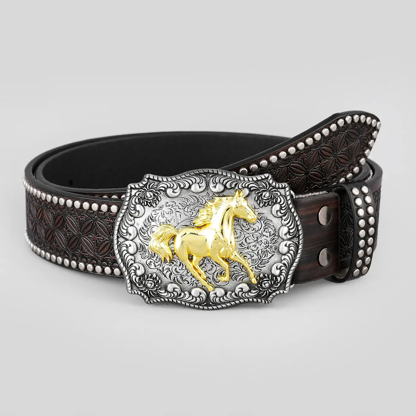 Western Denim Belt with Gold Plated Iconic Clasp - Image 3