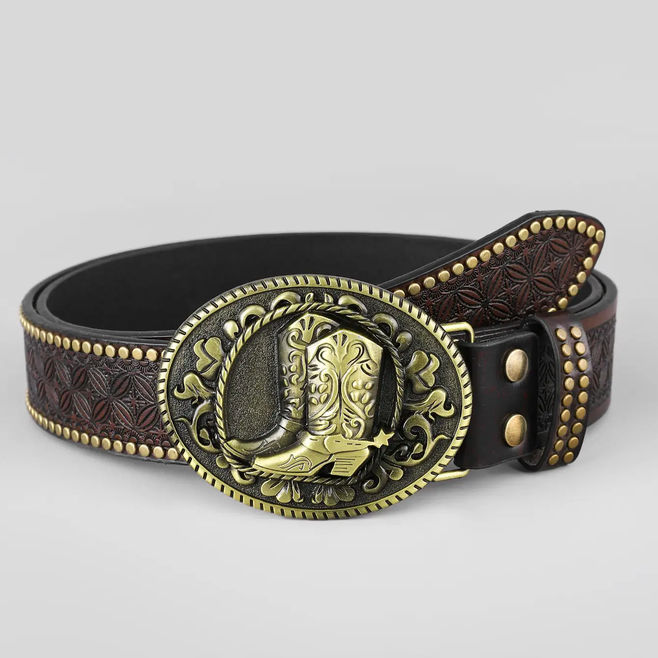 Western Denim Belt with Gold Plated Iconic Clasp - Image 2