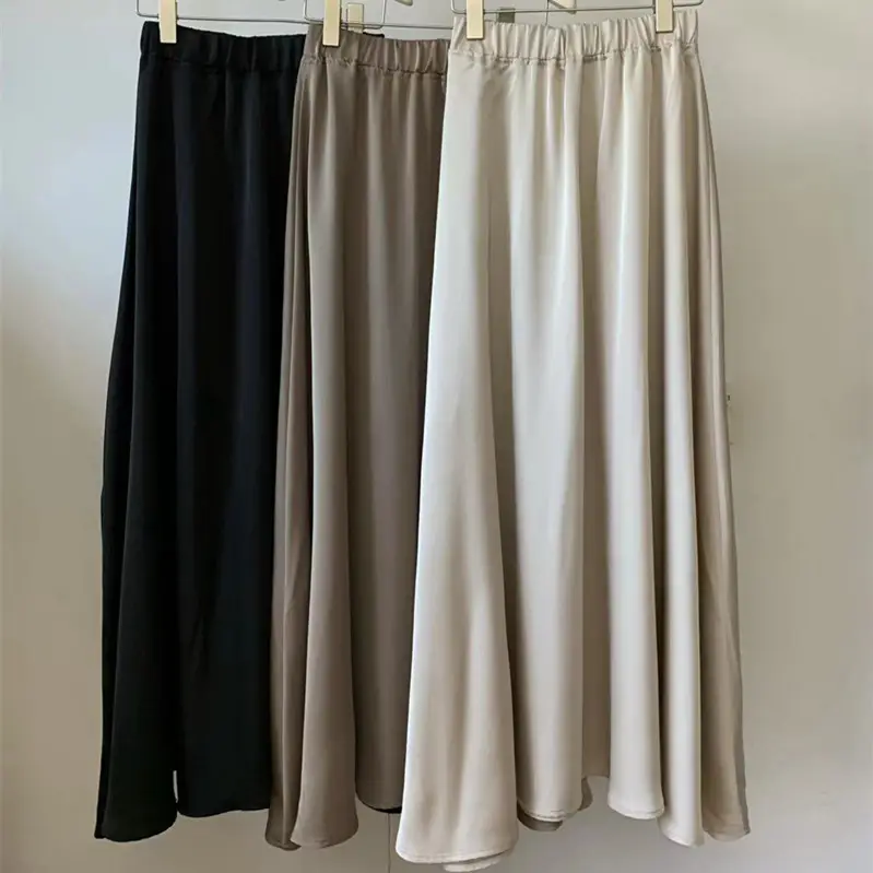 2023 French Hepburn Acetic Satin Long Skirt Large Swing - Image 9