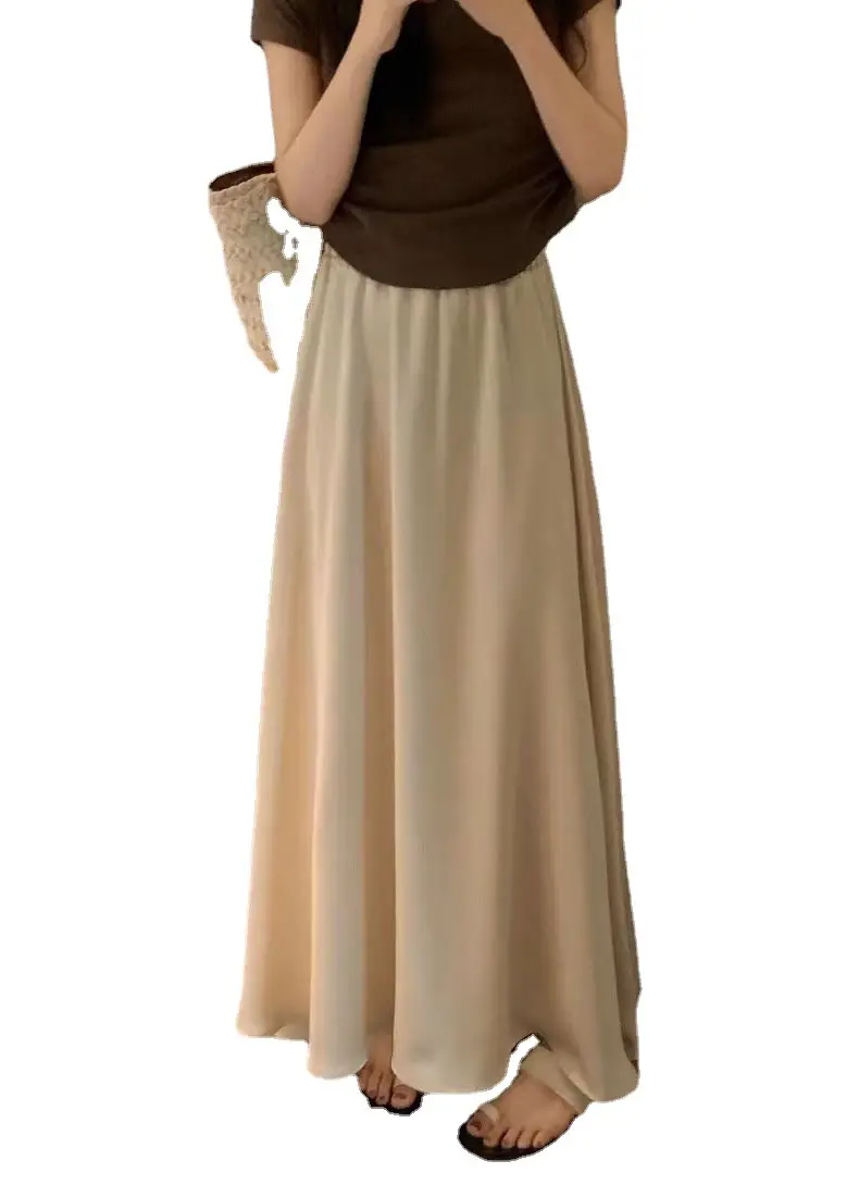 2023 French Hepburn Acetic Satin Long Skirt Large Swing - Image 10