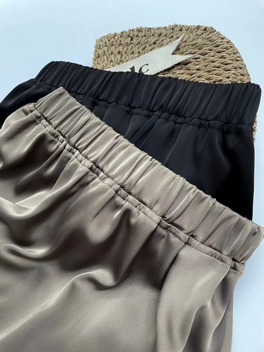 2023 French Hepburn Acetic Satin Long Skirt Large Swing — feature 18