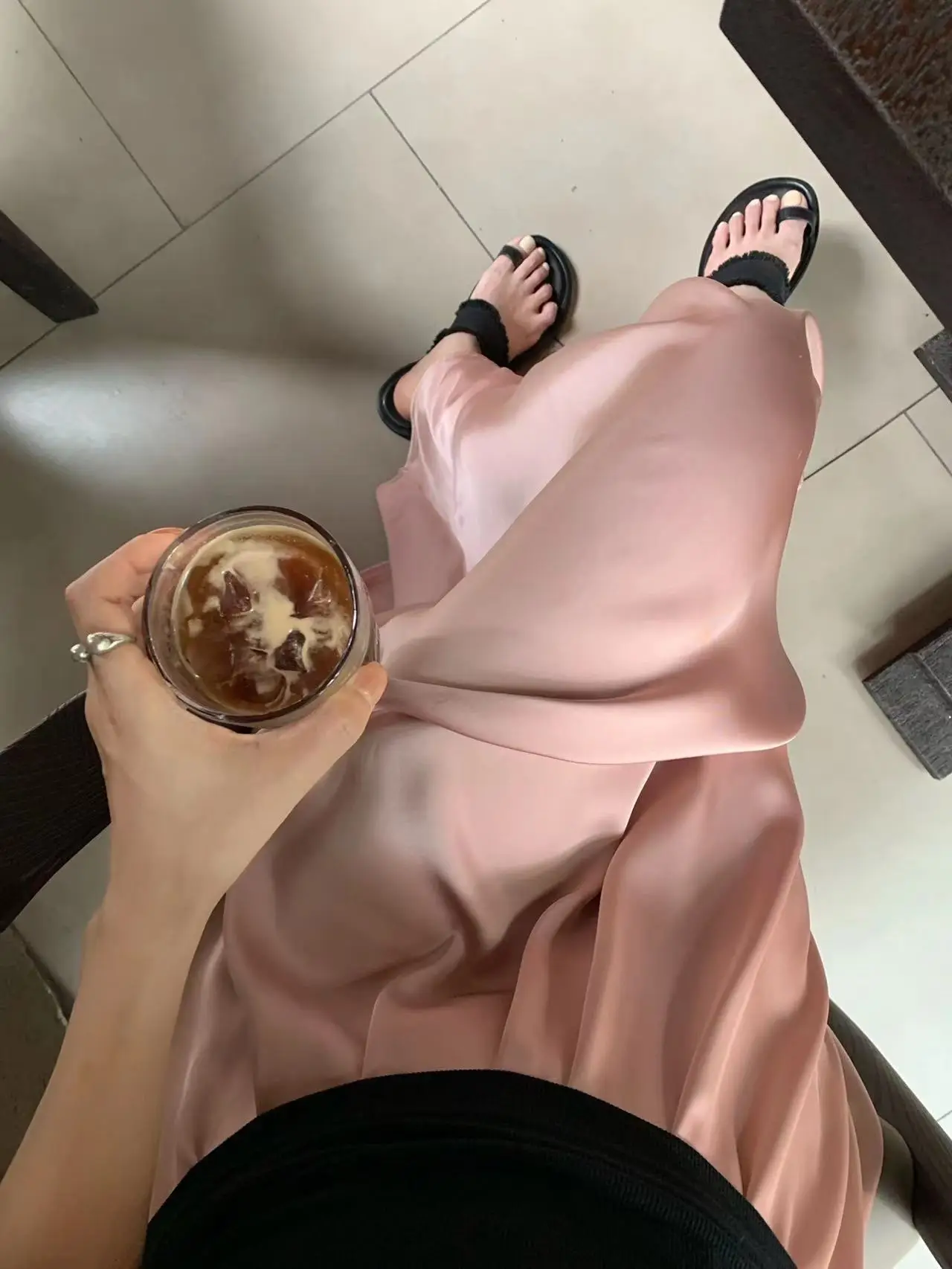2023 French Hepburn Acetic Satin Long Skirt Large Swing — feature 4