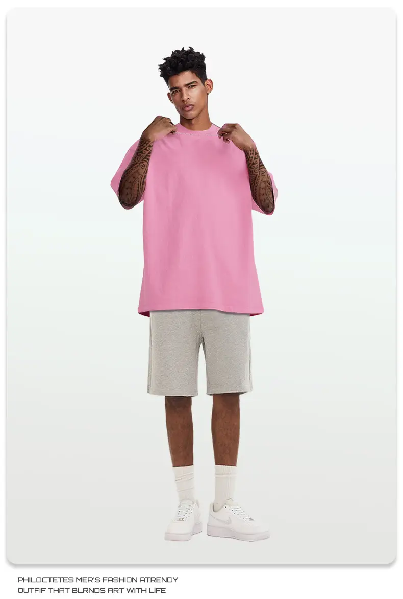 Men's Blue Cotton T-Shirt 260G Double Yarn — feature 12