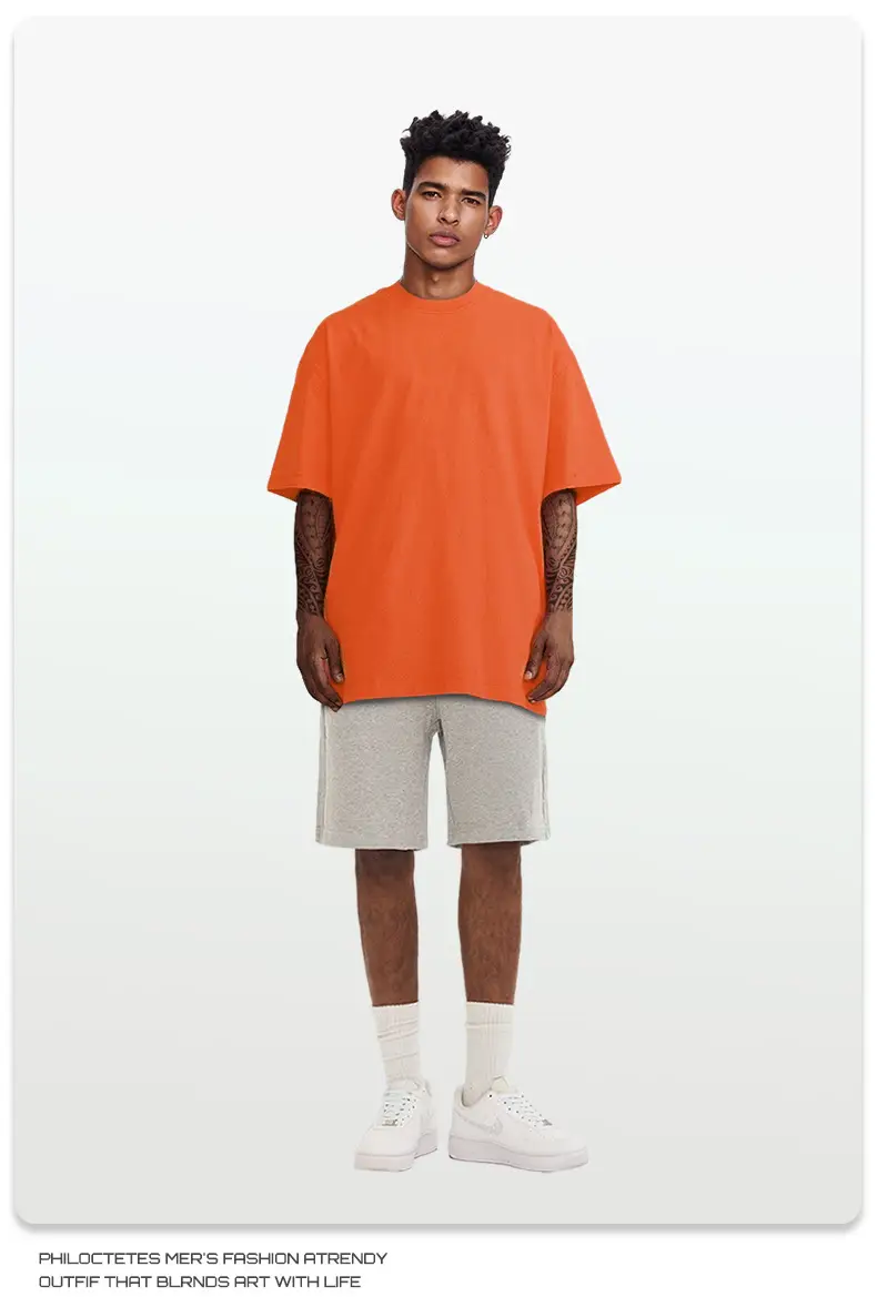 Men's Blue Cotton T-Shirt 260G Double Yarn — feature 13