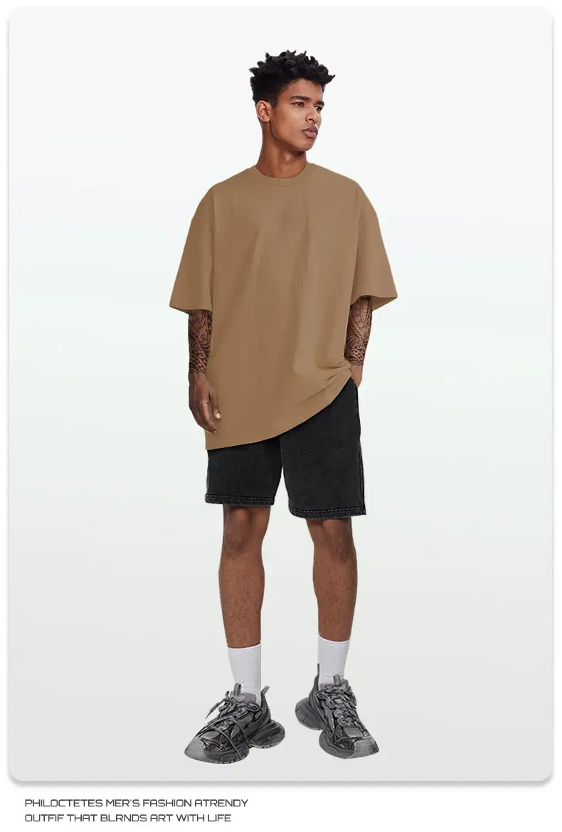 Men's Blue Cotton T-Shirt 260G Double Yarn — feature 17