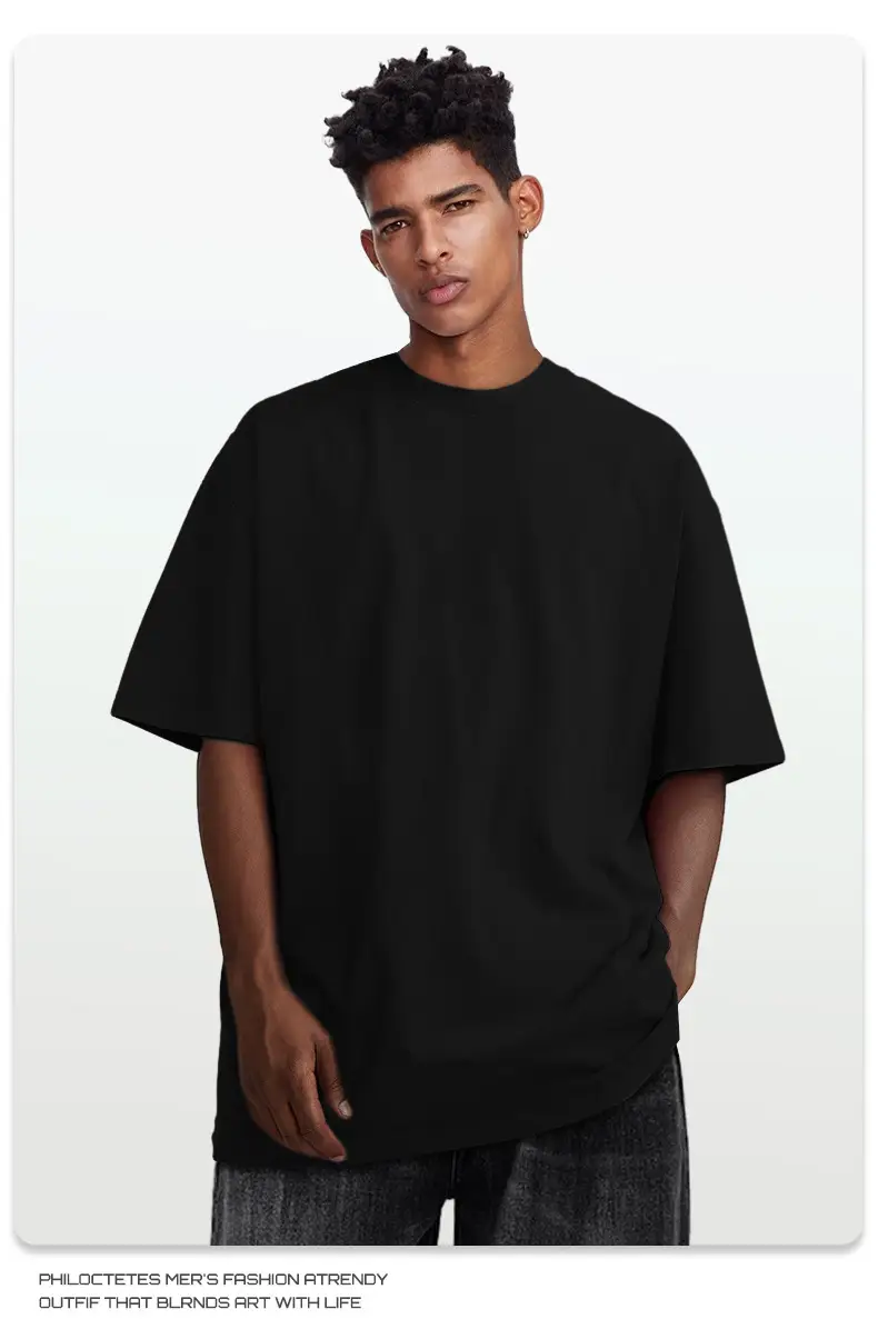 Men's Blue Cotton T-Shirt 260G Double Yarn — feature 9